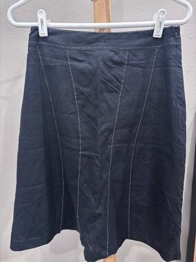 Black A-Line Skirt with Contrast Stitching